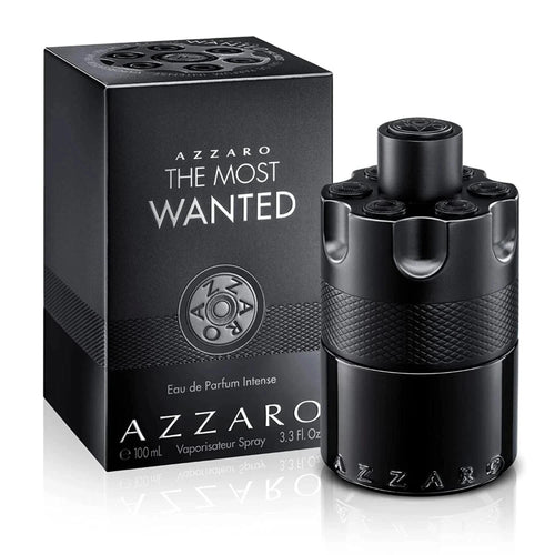 Azzaro The Most Wanted perfume bottle and packaging on a white background