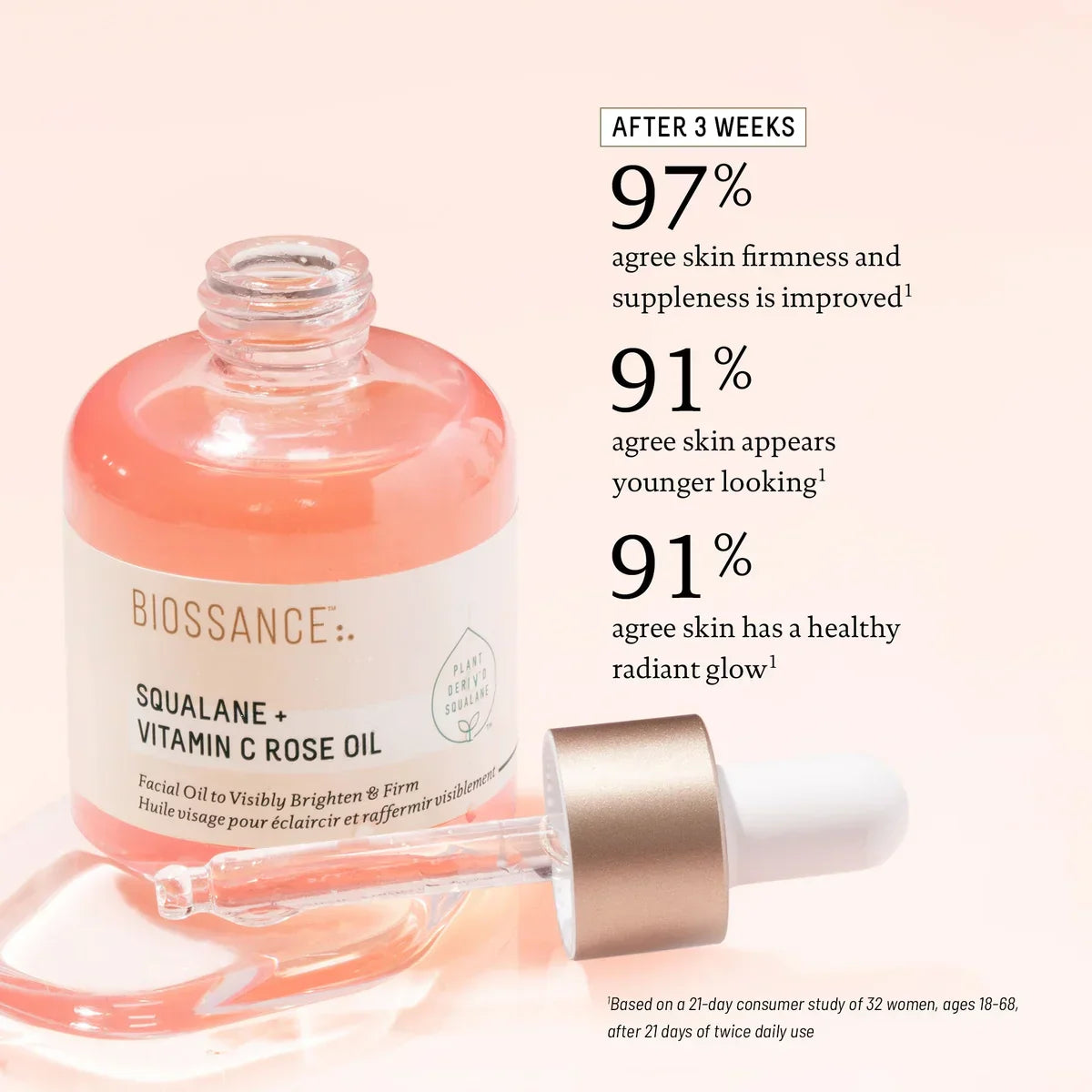 Biossance Squalane + Vitamin C Rose Oil Performance